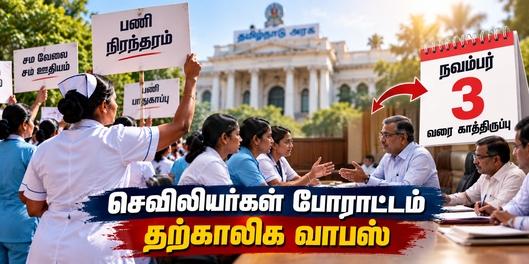 சென்னையில் செவிலியர்கள் போராட்டம்: பரபரப்புக்கு மத்தியில் தற்காலிக வாபஸ்